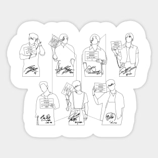 BTS Member Sketch Line Art Fanmade Merch & Accessories Sticker